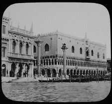 ANTIQUE Magic Lantern Slide DOGES PALACE FROM GRAND CANAL VENICE C1890 PHOTO picture