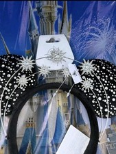 NWT Disney Parks Minnie Mouse Black Stars Sparkle Rhinestone Crown Ears Headband picture