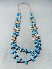 NOTEWORTHY VINTAGE NAVAJO KINGMAN TURQUOISE AND FETISH NECKLACE picture