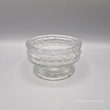 VTG E. O. Brody USA Clear Glass Crinkle Footed Candle Holder Vase, Candy Dish picture