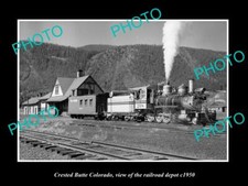 OLD 8x6 HISTORIC PHOTO OF CRESTED BUTTE COLORADO RAILROAD DEPOT STATION c1950 picture