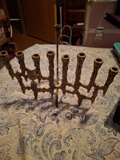 Vintage Israeli Brutalist Brass Menorah/Chanukia picture