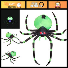 6FT Halloween Inflatable Spider with LED Lights - Black & Green Yard Decor picture