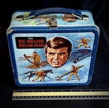 Vintage 1974 The Six Million Dollar Man metal lunch box and thermos by Aladdin picture
