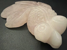 Rose Quartz Stone, Carved Goldfish Figurine Light Pink/White picture