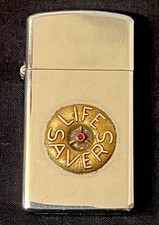 RARE 1973 SLIM ZIPPO LIFE SAVER EMPLOYEE PRESENTATION LIGHTER 14k GOLD & RUBY picture