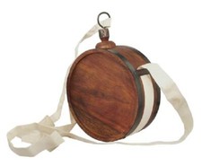 New Antique Style Wooden Revolutionary French Indian Civil War Wood 7'' Canteen  picture