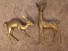 Brass Deer Vintage LARGE Mid Century Modern Set Of 2 Beautiful Excellent Cond. picture