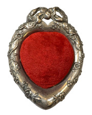 Vintage Reed & Barton Sterling Silver Heart Pin Cushion Floral Bow Repousse 1955 picture