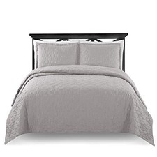 M Fabulous Modern Oversize Light Weight Stitched Bedspread 3Pcs Mid Century Gray picture