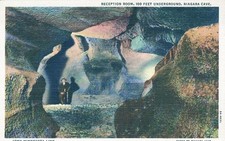 Linen Postcard, Reception Rm, Underground, Niagra Cave, IA and MN border  picture