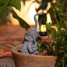 Solar Garden Outdoor Statues Elephant Decor Figurine Light for Patio picture
