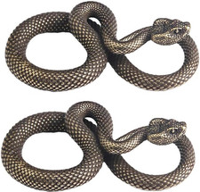 2Pcs Bronze Snake Figurine Decor High Simulation Fantasy Brass Vintage Style Sna picture