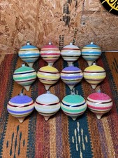 Christopher Radko Shiny Brite 12 Glass Christmas Tree Ornaments Striped Teardrop picture