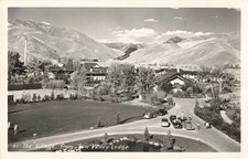Sun Valley ID, The Village Sun Valley Lodge Old Cars, RPPC Real Photo Postcard picture