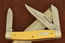 VINTAGE NOS SCHRADE WALDEN USA YELLOW STOCKMAN KNIFE IN ORIG TUBE/BOX SWA880Y picture