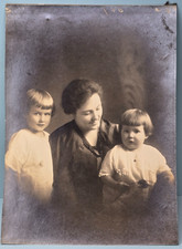 Antique Family Photo Mother Two Children 1891 1910s 1920s Original Photograph picture