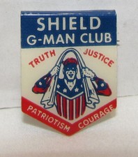 1943 The Shield G-Man Club Celluloid Pin picture