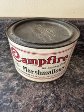 RARE SIZE 1920s Vintage CAMPFIRE MARSHMALLOWS TIN 12 OUNCES 3.5 X 5.5 Inches picture