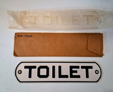 Vintage NOS Embossed Metal Toilet Restroom Sign Gas Station picture