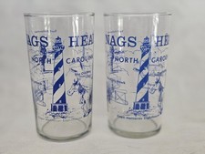 2 Vtg Libbey Drinking Glass Nags Head NC-Kitty Hawk-Old Nag- Hatteras Lighthouse picture