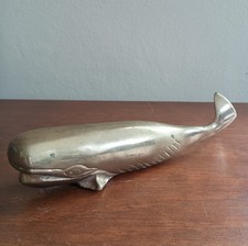 Vintage Solid Brass Sperm Whale Figurine 6.5