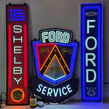 Huge 3 Ford Shelby Sign Flex LED Neon Steel Case  Garage wall lamp collection picture
