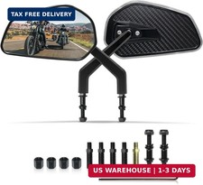 Black CNC Carbon Fiber Rearview Mirrors for Harley Touring Road glide, Electra g picture