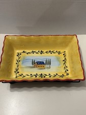 Temptations By Tara Hand painted Rectangular Baking Dish W/trivet & Rack “Cucina picture