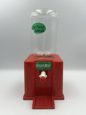 Vintage 1960s Kool Aid Soft Drink Kooler Toy Dispenser Red Base Trim Toys Glass picture
