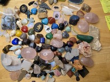 Mixed Lot Tumbled Crystals & Stones w/ Rough Minerals, Hearts, Pendants 7lb 14oz picture