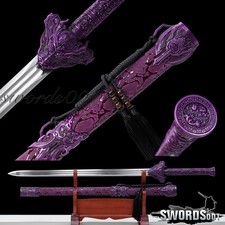 Noble Purple Dragon Sword Han Dynasty Chinese Jian Handcrafted Manganese Steel picture