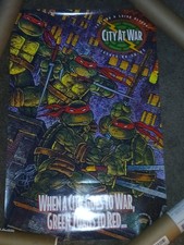PETER LAIRD Signed  Sketch 1992 Mirage TMNT City At War Full Color Poster Rare picture