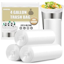 Small Trash Bags 4 Gallon - 100 Count 4 Gallon Trash Bag, Small Garbage Bags for picture