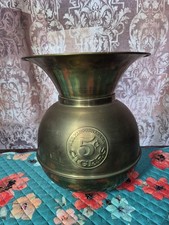 VINTAGE Large Brass Spittoon ALL FAMOUS HAVANA 5 CENTS CIGARS 10
