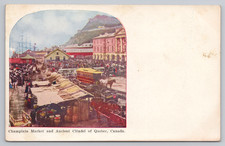 Champlain Market Quebec Canada Postcard Citadel Horse Carriage Street Scene picture