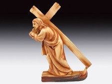 Passion of Jesus Christ Carrying The Cross in Faux Cedar Wood Christian Catholic picture