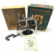 Antique 1920s SINGER 20 Toy Sewing Machine Box Manual Clamp & Rare Needle Tool picture