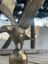 Vintage Solid Brass Soaring Eagle on Globe Statue Figurine 10