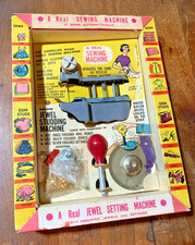 Vintage Handheld Sewing Machine Stud Setter Set Toy Judy Jewel Company NJ 1950's picture