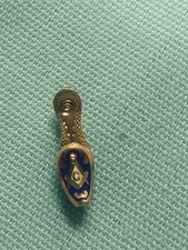 Vtg Masonic All Seeing Eye 10k Gold Widow Blue Slipper Enamel Pin  1/2g 3/4