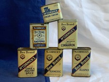 Vtg McCormick & Co Tin Lot Seasonings Spices Bee Brand Food Containers picture