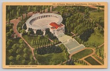 Arlington Memorial Amphitheatre Aerial View VA Linen Postcard c1940s picture