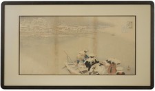 Antique Japanese Woodblock Triptych Print by Kobayashi Kiyochika Framed c.1896 picture