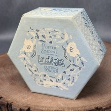 Vintage Potter & Moore Indigo Dusting Powder Hexagon Box Vanity Art Deco FULL picture