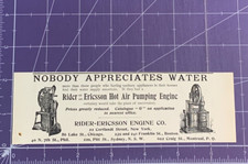1900 VICTORIAN PRINT AD RIDER ERICSSON ENGINE COMPANY HOT AIR PUMPING ENGINE picture