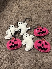 MARTHA STEWART Halloween 6 foot GHOSTS & Dark Pink FUCHSIA PUMPKINS Garland NIB picture