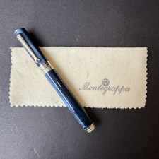 MONTEGRAPPA 1912 ESPRESSIONE BLUE CELLULOID SILVER 925 ROLLERBALL PEN VTG RARE picture