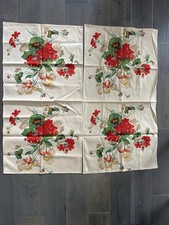 Beautiful Pair Vintage Mid-Century Floral Table Dresser Linens, New Old Stock picture