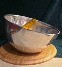 Pre-owned Vintage Nambe 1992 Large Fruit Salad Slant Bowl 649X, 8 Metal Alloy picture